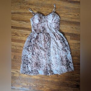 Xhilaration Snake Print Mini Dress - Brown and Cream